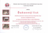 Ďakovný list kolektívu záchranárov HZS